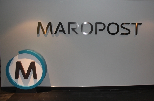 Maropost stainless steel letters and logo