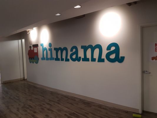 3D cut acrylic logo painted to match the colours himama