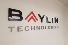 3D cut out aluminium logo painted to match the colors BAYLIN