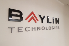 3D cut out aluminium logo painted to match the colors for BAYLIN