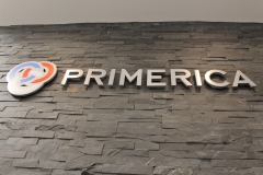 Brushed aluminium 3D color logo Primerica