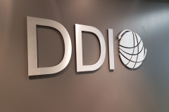 Brushed aluminium cut out logo for DDI