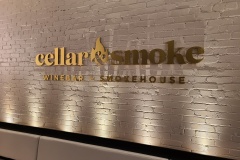 Custom-3D-cut-brushed-gold-aluminum-logo-Cellar-and-Smoke