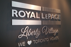 Royal Lepage half inch solid brushed aluminium cut out letters, raised from the wall