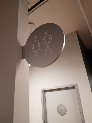 Custom double sided washroom signs