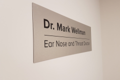 Brushed aluminium lobby sign DR