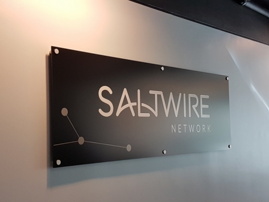 Matte aluminium reception sign Saltwire