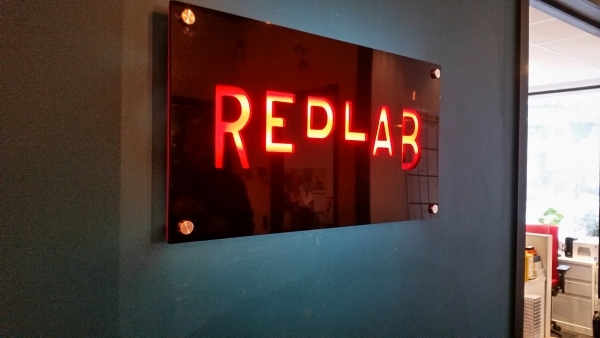 Reception sign LED illuminated REDLAB