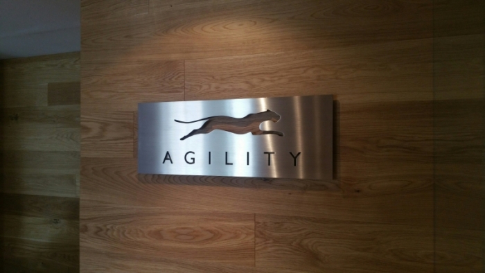 Solid stainless steel reception sign
