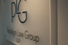 Frosted acrylic reception sign PLG