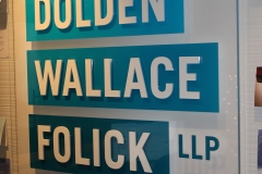Reception sign Dolden Wallace Folick llp