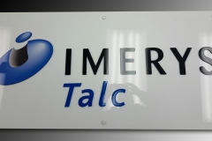 Reception sign of combination of raised aluminium logo