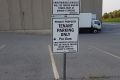 Custom free standing parking sign with metal post and plate