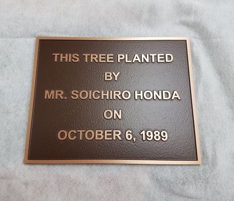 Custom raised text bronze plaque Honda