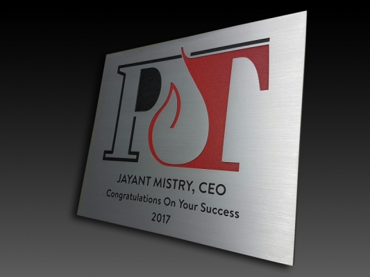 Ecthed aluminium plaque with multi colors