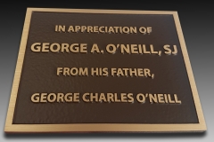 Bronze plaque with raised text In appreciation