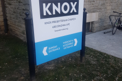 Aluminium ground sign Knox church