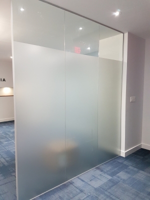 Main entrance frosted vinyl glass wall